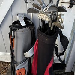2 Set Golf  Clubs Plus 1 Bag Of Ball And Nails