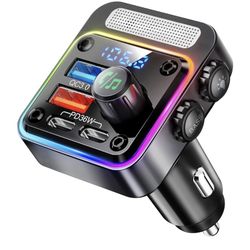 Nulaxy Bluetooth FM Transmitter Car Adapter with 4 Charging Ports