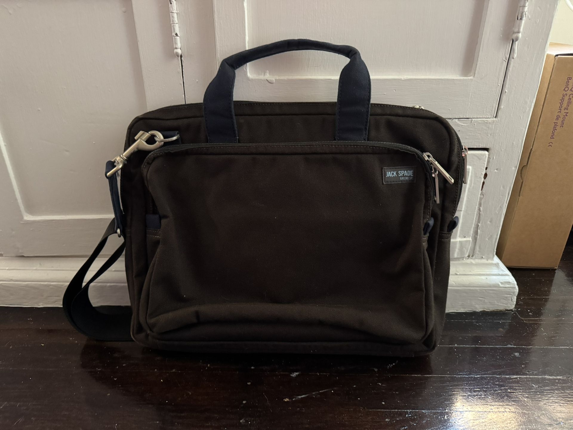 Jack Spade, Dark Brown Canvas Men’s Briefcase with Orange Lining