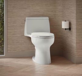 KOHLER Santa Rosa 12 in. Rough In 1-Piece 1.28 GFP Single Flush Elongated Chair Height Toilet in White with Soft Close Seat