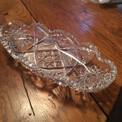ANTIQUE CUT GLASS CELERY DISH