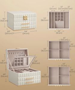 SONGMICS 3-Tier Jewelry Box / Mirror Organizer w/ 2 Drawers - Cloud White