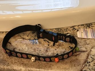 Halloween dog collar skulls pumpkins
