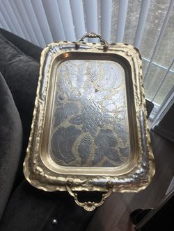 Large Tray Gold And Silver