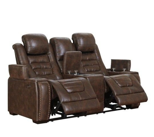Game Zone Bark Power Reclining Loveseat with Console