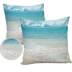 Ocean Truck Waterproof Throw Pillow Covers 18x18 inch, Decorative Cushion Pillow for Couch Sofa Chair, Durable Pillow Case for Indoor Outdoor Use - Bl