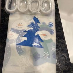 Snowman Shower Curtain With Rings