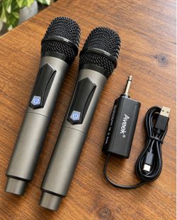 Aveek Wireless Microphone Set – 2 Mics + Receiver + Charging Cable