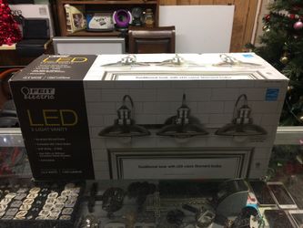 BRAND NEW SEALED IN BOX- Feit Electric LED 3-Light Vanity, 1350 Lumens, Dimmable, Brushed Nickel