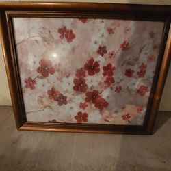 Flower Print In Goldtone Frame