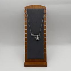 Silver Safety Pin Heart Necklace