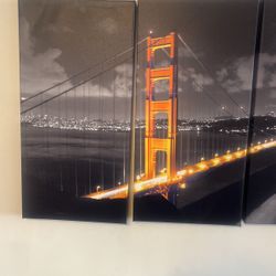 Tri Panel Golden Gate Bridge Bay Area Art