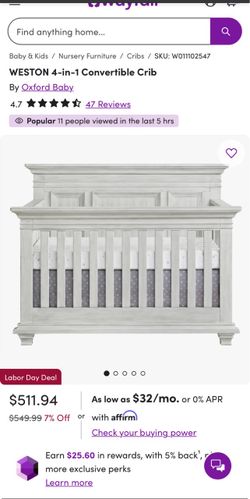 Oxford Baby Weston 4-in-1 Convertible Crib