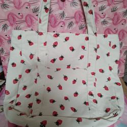 Strawberry Corduroy Tote Bag