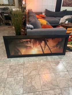 Large Framed Tropical Sunset Wall Art