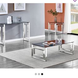 Entry & Side Table — Chrome & Glass Top
