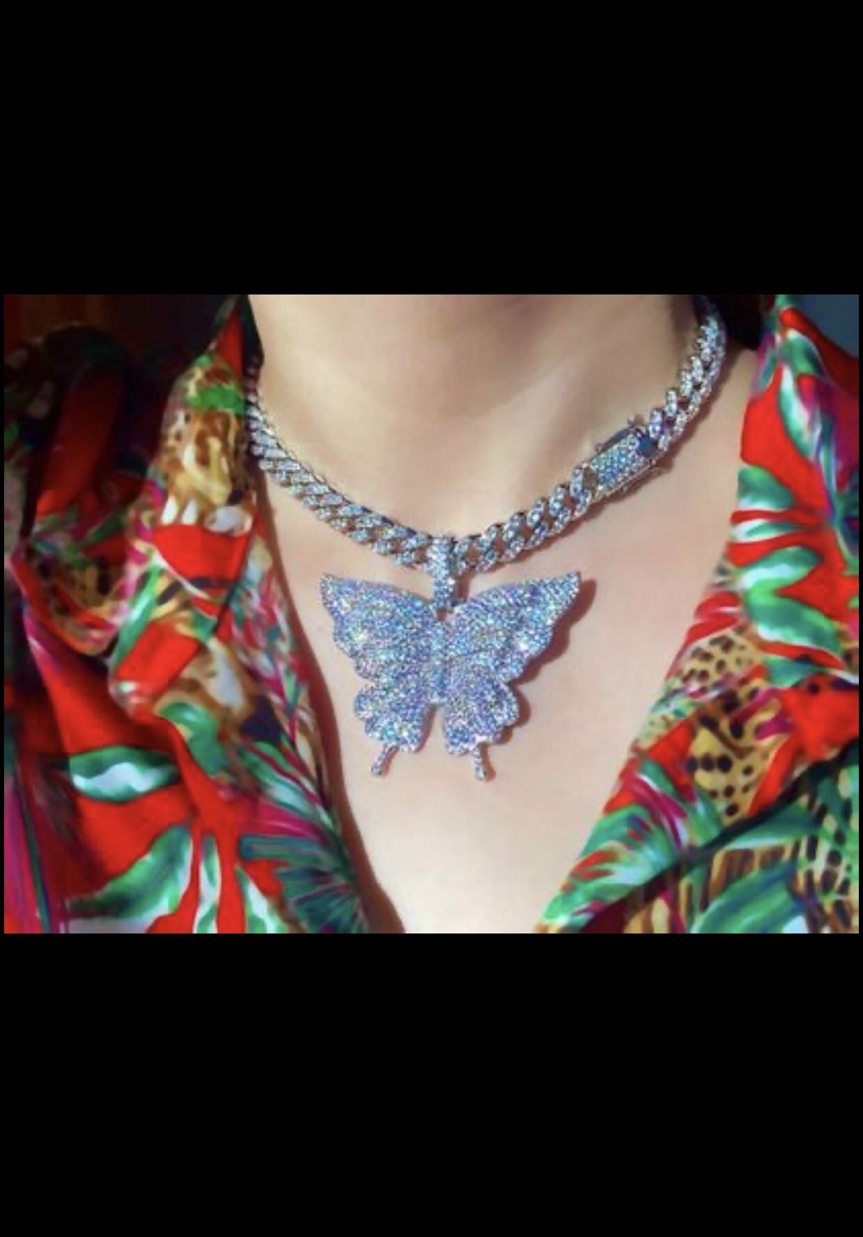 Butterfly 🦋 Cuban And Pendant 14k Rhodium Filled Finish 🔥