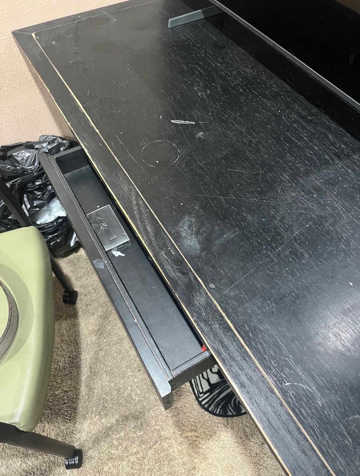 Black Table With Cabinet