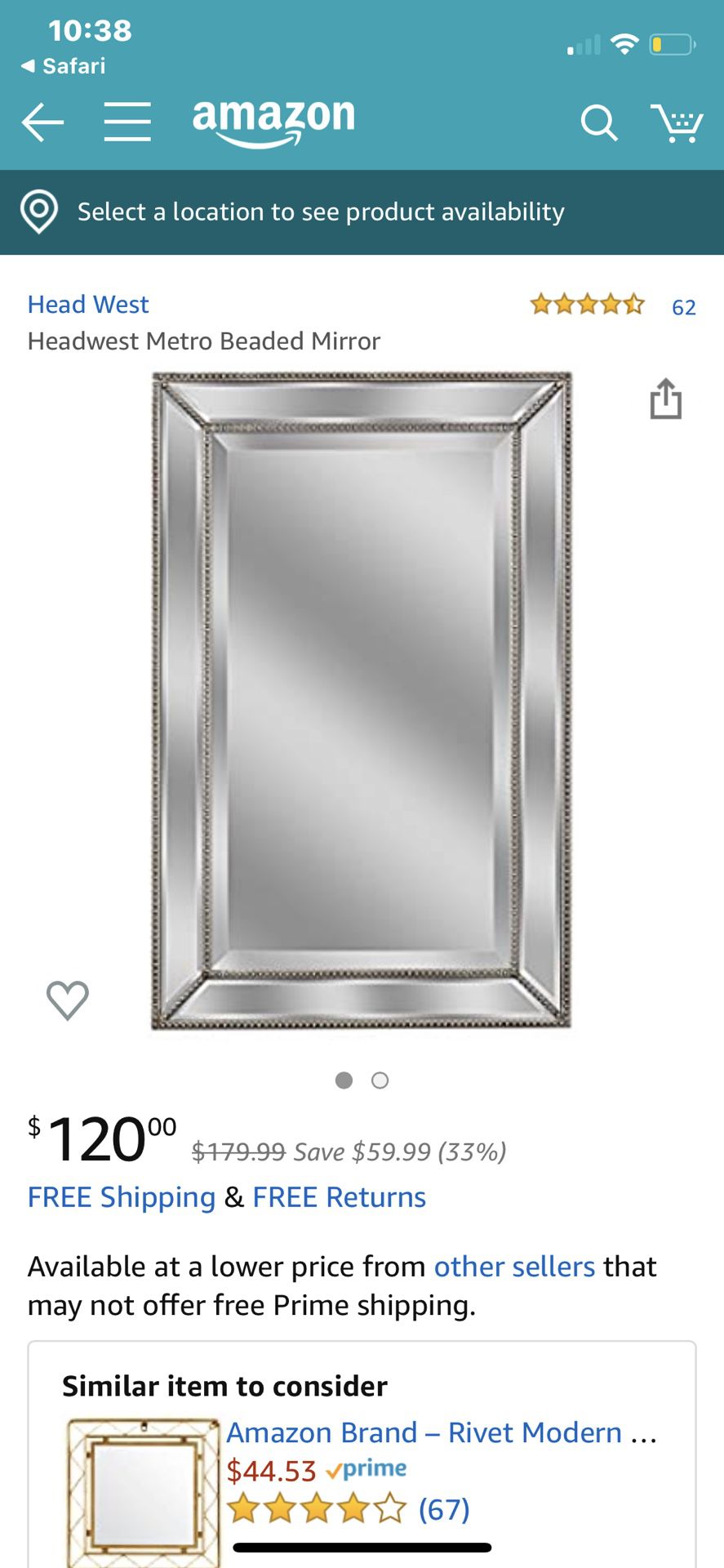 Beaded mirror 24x36