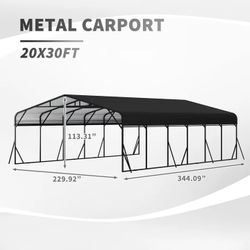 Carport Canopy 20'X30' Heavy Duty Car Port Galvanized Steel Roof, Reinforced Stable Triangle Frame for Snowy Windy Metal Carports Enhanced Base Car Te