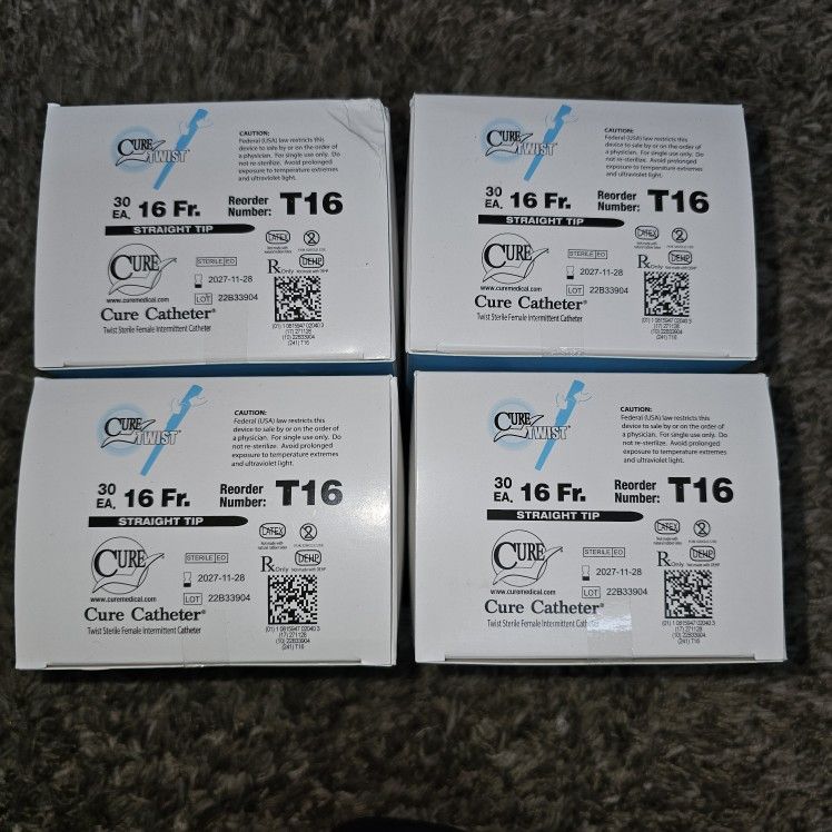4 Cure Twist Female C@th T16 Sz 16Fr NEW Sealed BOX 30 un Straight Tip 2027/11

Sealed
4 new boxes

