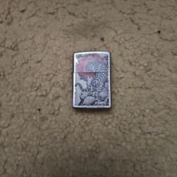 Zippo Steel Eastern Asian Lion Red Moon Lighter 