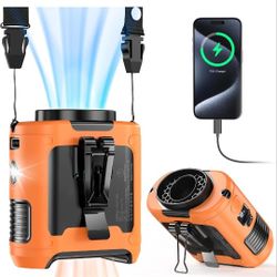Brand New 10000mAh Portable Waist Clip Fan,40H Cooling Personal Wearable Fan,5 Speeds 16000RPM Strong Belt Fan,Rechargeable Hands-free Neck Fan With F