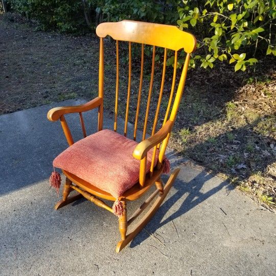 Wood Rocking Chair with Seat Cushion