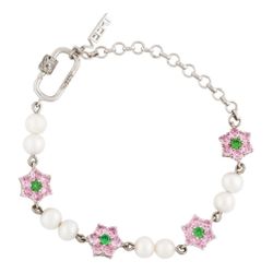 Veert Green & Pink Flower Freshwater Pearl Bracelet brand new