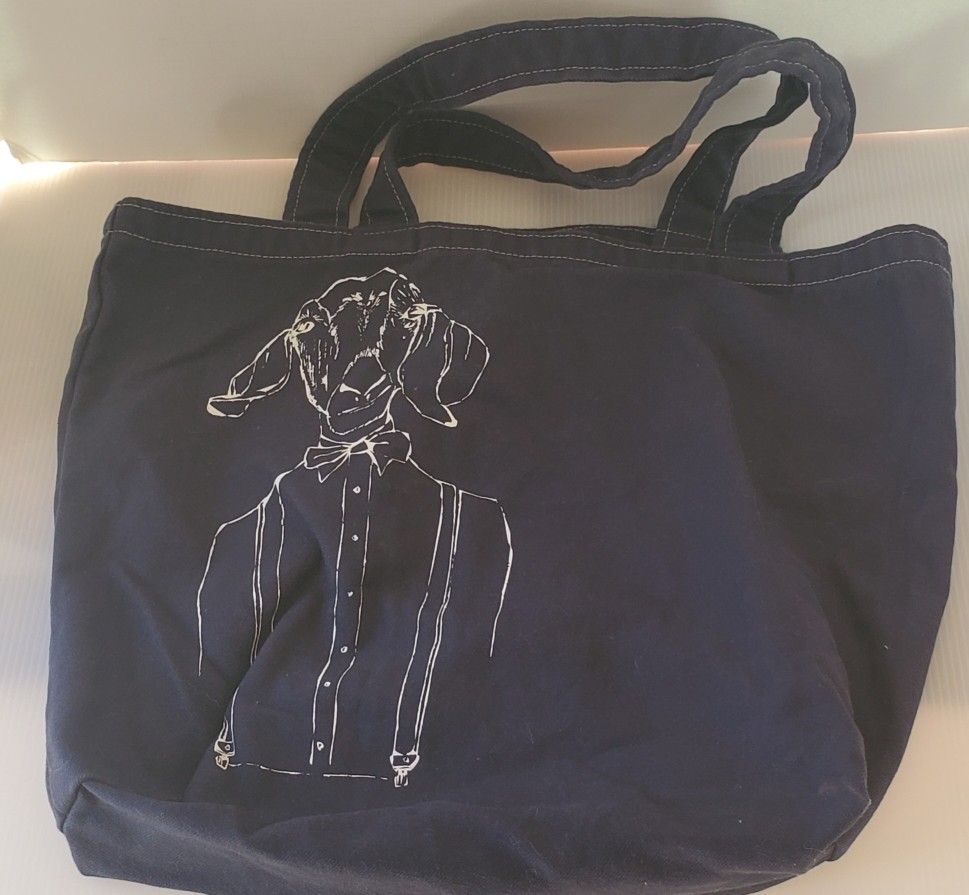Beekman 1802 Navy Blue Denim Gentleman Goat Tote Bag Handbag
