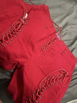Edikted red flare pants