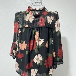 Monteau Los Angeles Floral Blouse Size Medium M/L
