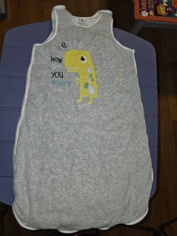 HONGLIN Baby Sleep Sack - Gray with Yellow Embroidered Dinosaur - Size 18-36M