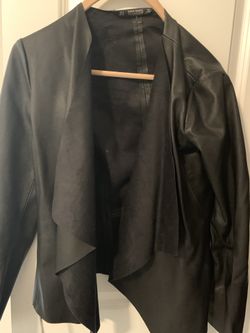 Zara Black Leather Jacket, Size S