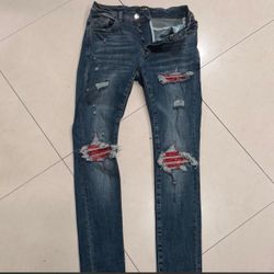 MX1 amiri jeans red bandana