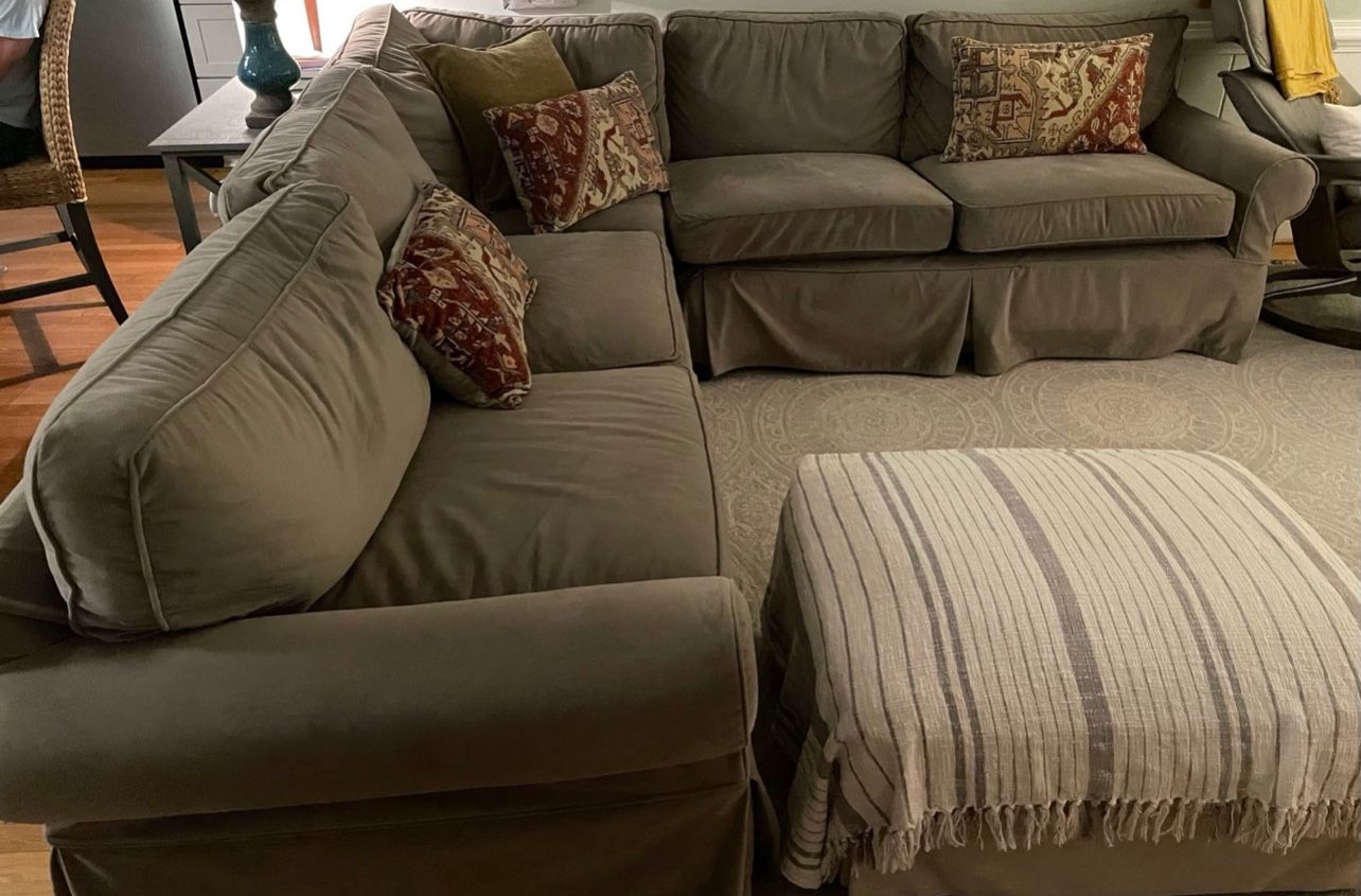 Pottery Barn Basic L shape slip covers carbon gray. Full set slip covers.