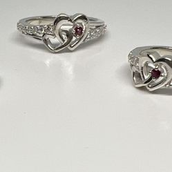 Double Heart Ring Size 6 White Gold S925
