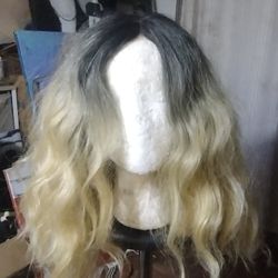 Ombre Blonde Dark Roots Wig