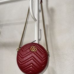 Gucci Red Marmont Round Mini Leather 