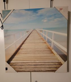 Beach Pier Sea Summer Canvas Landscape Wall Art Picture 20" L x 20" W