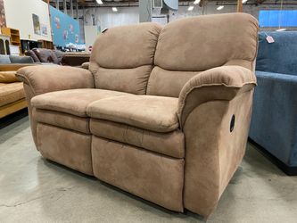 Camel Microplush Dual Manual Recline Loveseat