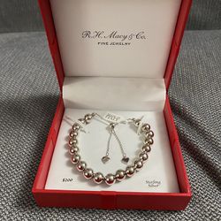 R.H. Macy & Co. Sterling Silver  Beaded Bolo Bracelet