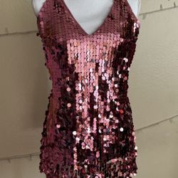 Pink Sequin Dress For Women Size S/M