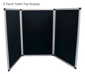 large 3 Panel table top display panels, appx. 6 Ft wide  34 inch tall. Portable, brand new