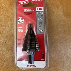 NEW Milwaukee 48-89-9212 #12 Step Bit Jam Free Metal -  Sealed