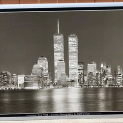 47.5” x 35.5” New York City 9/11 NYC Twin Towers Skyline Liberty Poster Pre 9/11