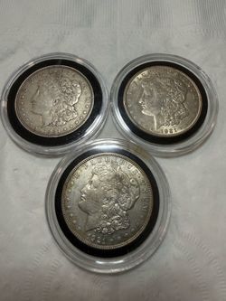 Three 1921 Morgan dollars