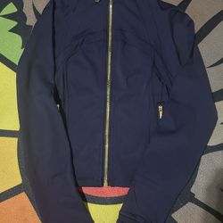 Navy Gold zipper cropped lululemon define jacket