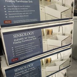 SINKOLOGY Josephine 34 in. 3-Hole Quick-Fit Farmhouse Apron Front Drop-in Single Bowl Crisp White Fireclay Kitchen Sink (684)