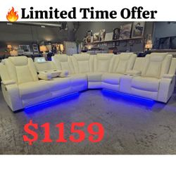 Modern Living Room Reclining  Sectional Sofa With LED